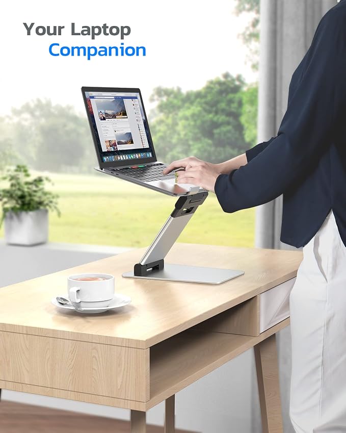 Nulaxy Laptop Stand, Ergonomic Sit to Stand Laptop Holder Convertor, Adjustable - Image 6