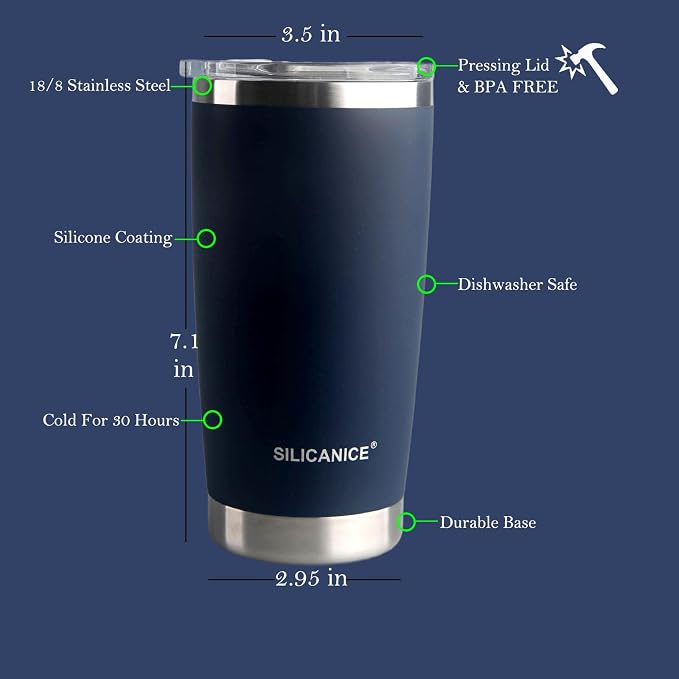 Navy Soft Touch 20oz Stainless Steel Insulated Tumbler - Image 8