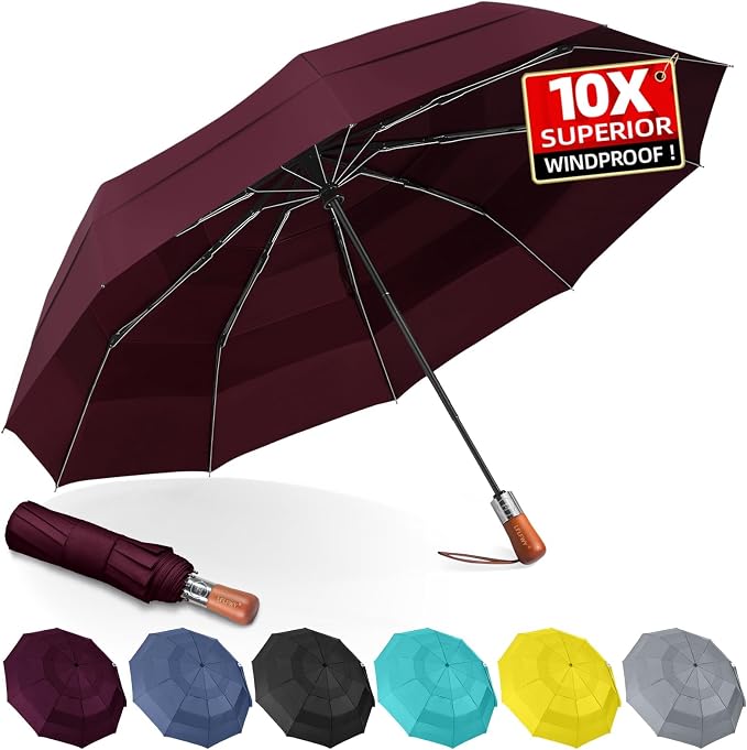 3T Wind Armor Travel Umbrella Compact Easy Auto Open Close Folding Umbrellas by LFLFWY