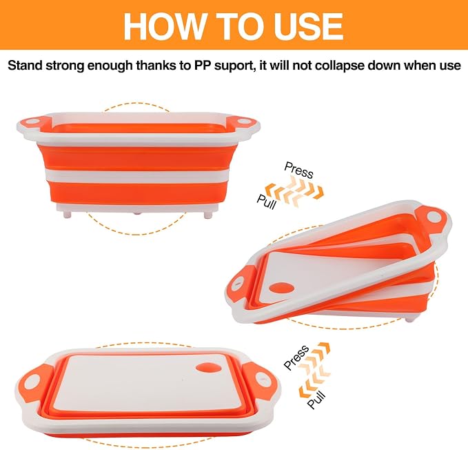 Collapsible BBQ Prep Tub/Cutting Board 10L, Foldable Dish Tub - Image 3