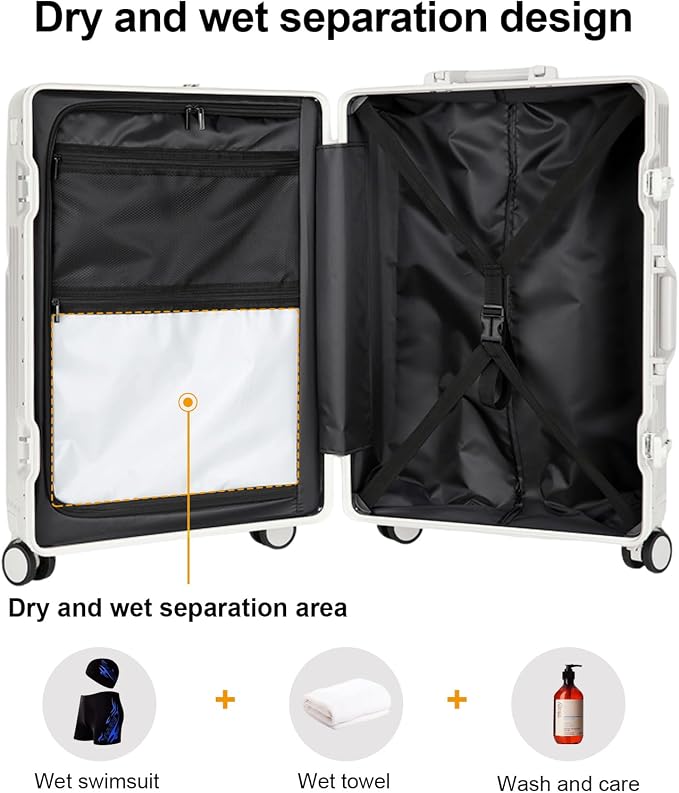 2-Piece Hardshell Zipperless Luggage Set, 20/26" Aluminum Frame Hardshell - Image 4