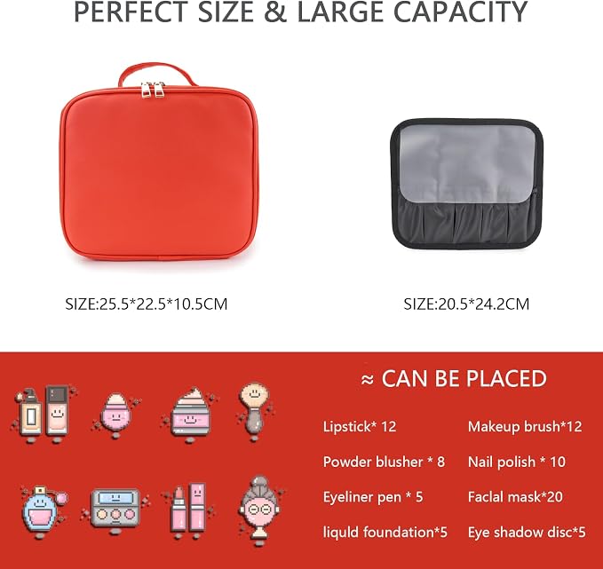 Makeup Bag with Led Mirror, Travel Makeup Organizer with 3 Color Setting & 10X - Image 2