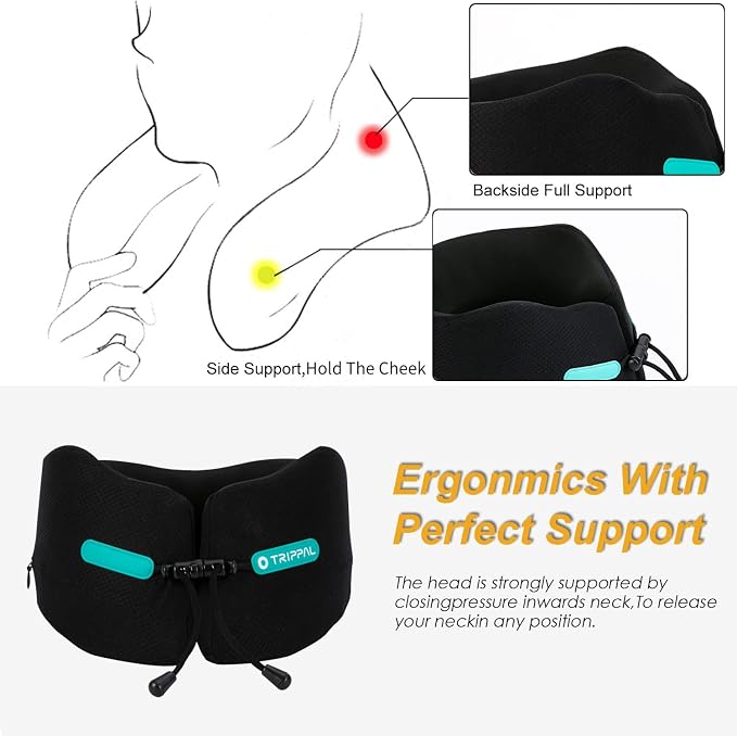 GOLDORANGE Travel Pillows for Sleeping Airplane Neck Chin Head Support Memory - Image 6