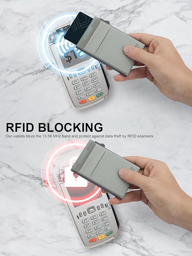 Slim Wallet for Men and Women, Pop Up Credit Card Wallet Metal Minimalist Cards - Image 3