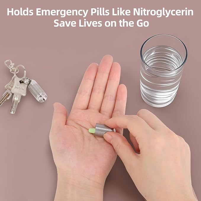 Titanium Keychain Pill Holder Waterproof Lightweight Portable Pocket Mini Pill - Image 6