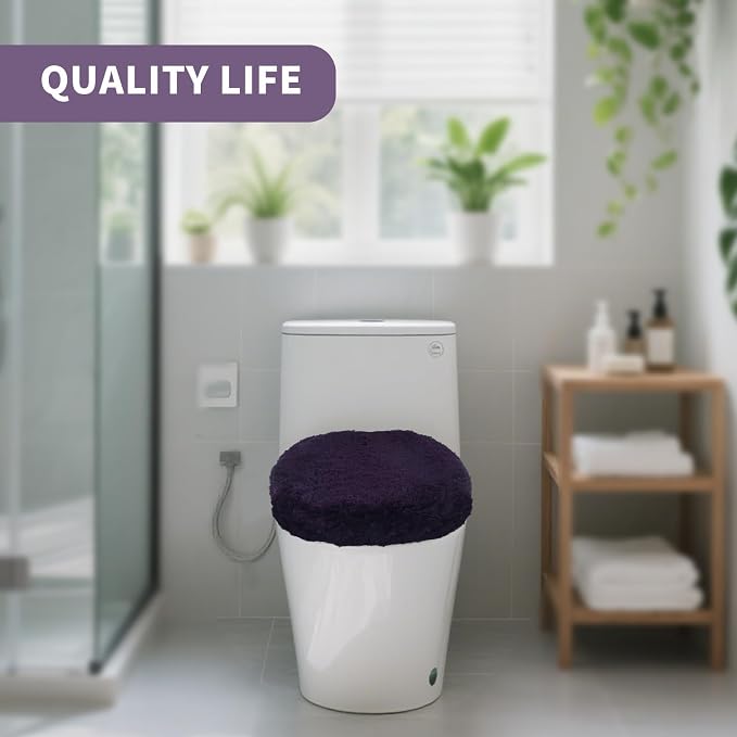 Microfiber Elongated Toilet Seat Cover 19.5"x 15" Machine Washable Solid Toilet - Image 6