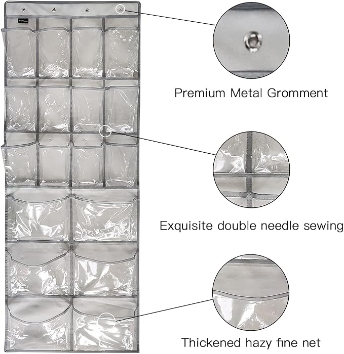 2 Pack Extra Large Hanging Crystal Clear Over Door Shoe Organizers, Closet Shoe - Image 5