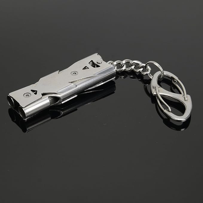 Whistle Emergency Whistles Keychain Rape Whistle Stainless Steel High Decibel - Image 2