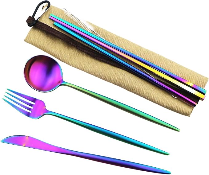 Gugrida Reusable Travel Utensils, 7 Piece Portable 304 Stainless Steel - Image 3