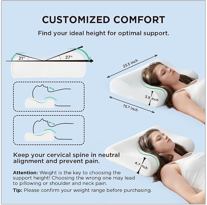 Bedsure Cervical Neck Pillow for Sleeping, Memory Foam - Image 2