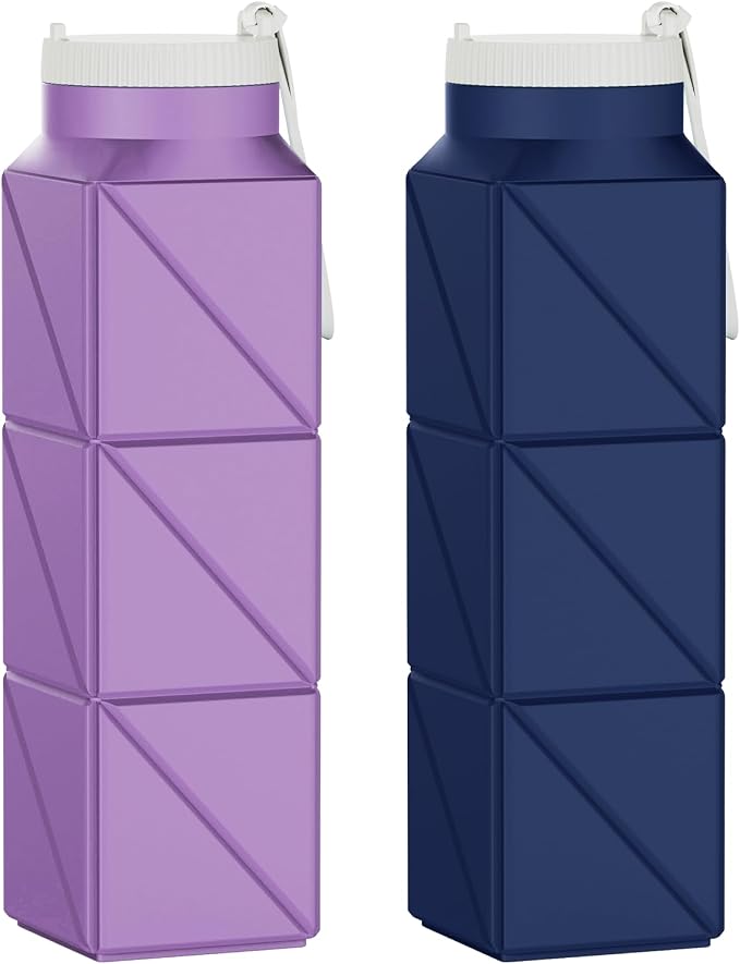 2pcs 610ml Collapsible Water Bottles Upgrade Foldable Water Bottle BPA Free by POPDIGITO