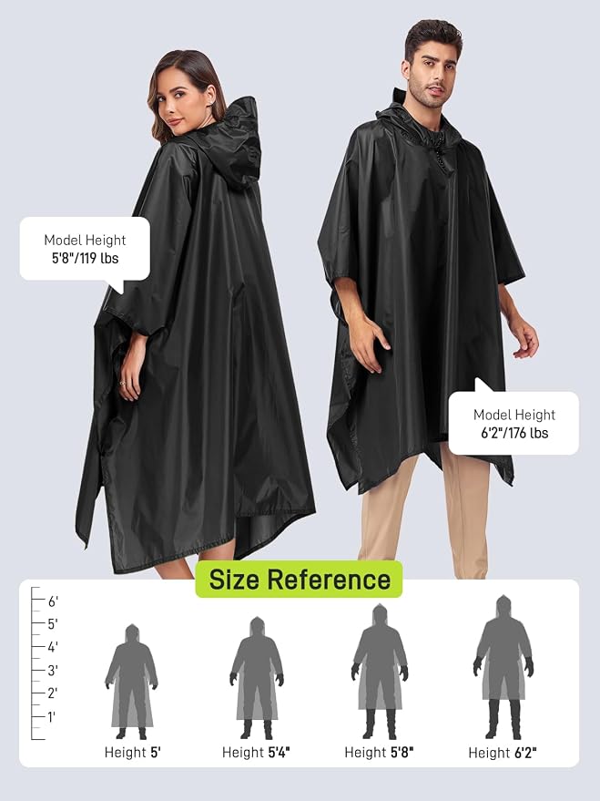 SaphiRose Hooded Rain Poncho Waterproof Raincoat Jacket - Image 3