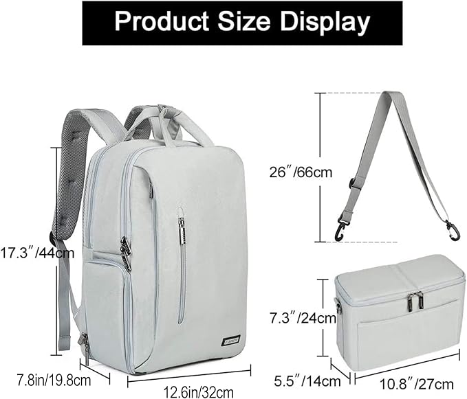 CADeN Camera Backpack w/ 15.6" Laptop Compartment, USB Charge Port, Tripod - Image 6