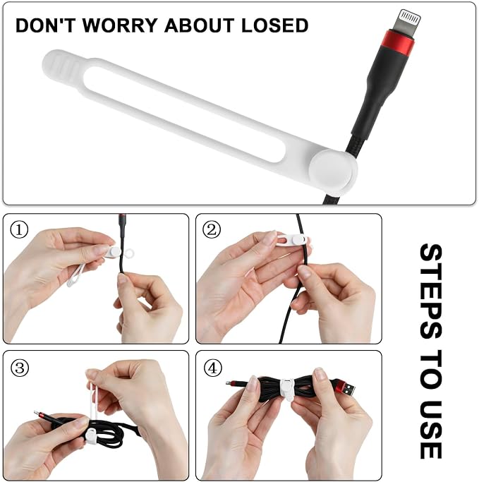 Nearockle 16Pcs 4.2" Silicone Cable Ties Cord Organizer - Image 3