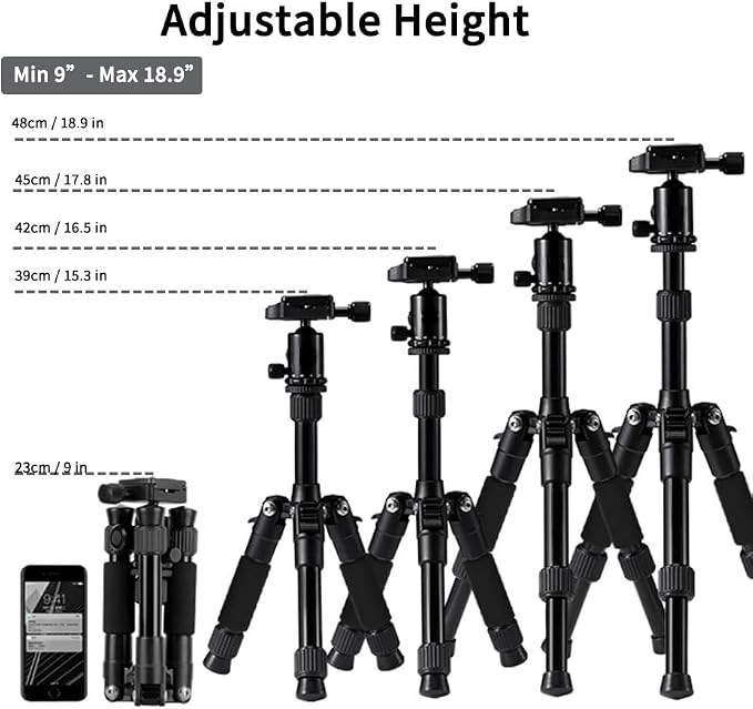 Portable Mini Tripod, 18.9" / 48cm Desk Tabletop Stand - Image 2