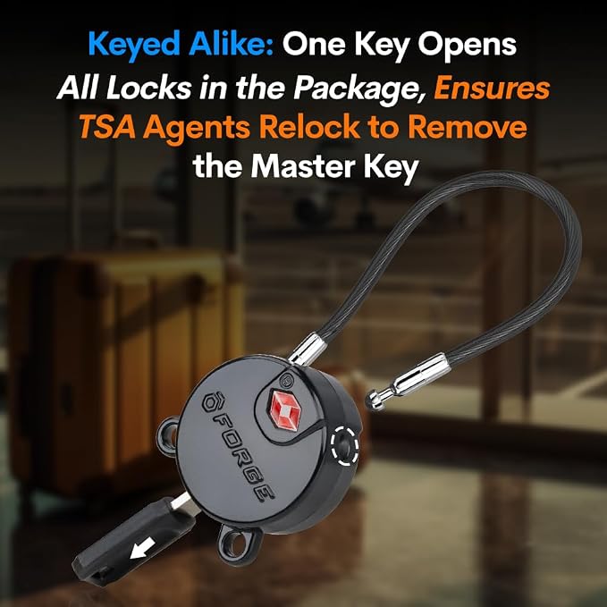 Forge TSA Approved Luggage Locks Ultra-Secure Dimple Key Cable Locks - Image 3