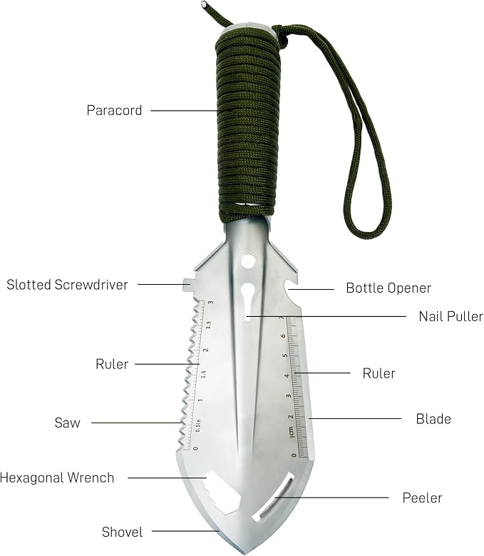 Small Camping Shovel, 9 in 1 Mini Hand Shovel, Portable Backpacking Trowel - Image 2