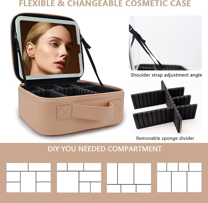 Travel Makeup Bag for Women and Makeup Artists Cosmetic Organizer Large Makeup - Image 3