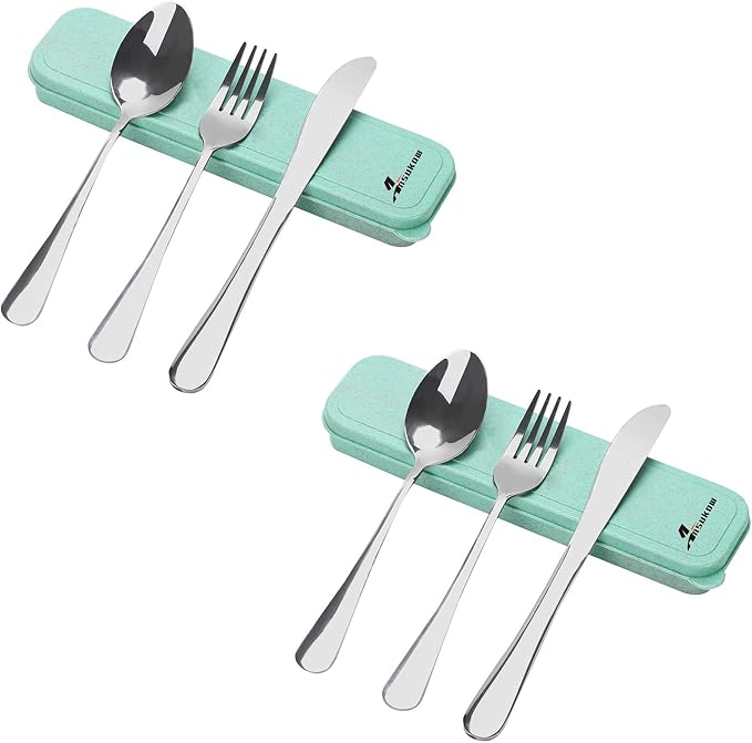 8 Picec Travel Utensils Camping utensils Travel Silverware Set by Ansukow