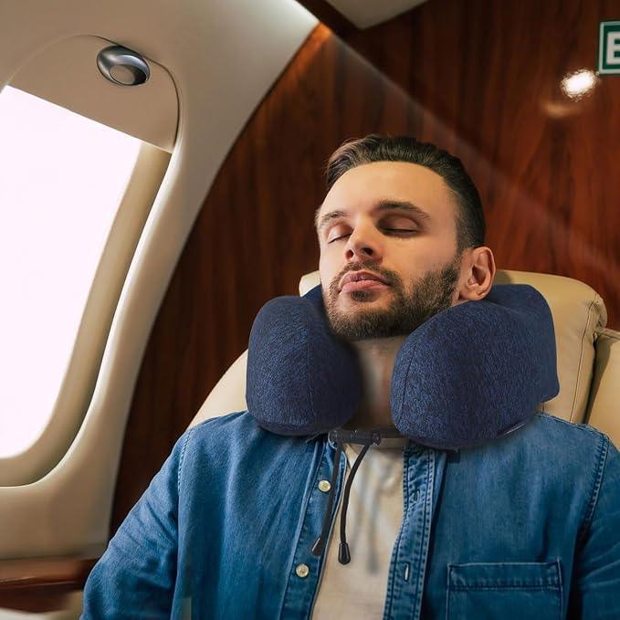 napfun Neck Pillow for Traveling, Upgraded Travel Neck Pillow for Airplane 100% - Image 6