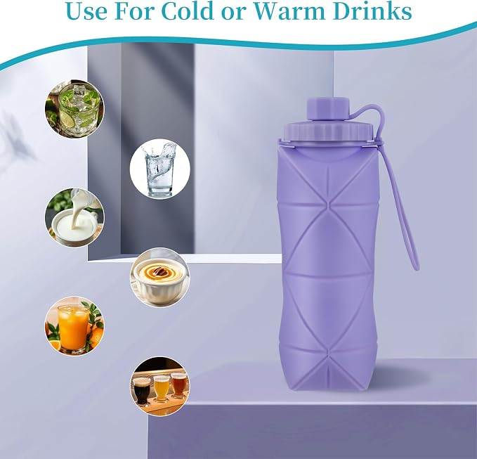 Silicone Collapsible Water Bottles, Lightweight Reusable Leakproof - Image 3