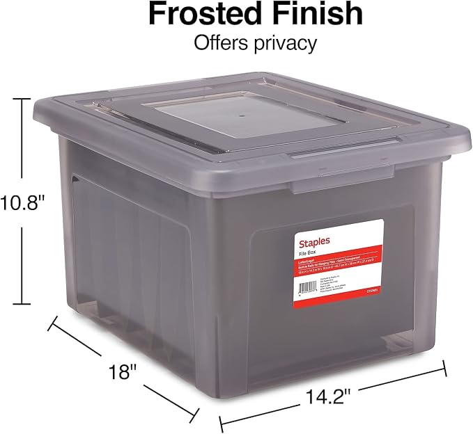 STAPLES Hanging File Folder Box, Storage Bin Organizer, Snap Lid, Letter & - Image 6