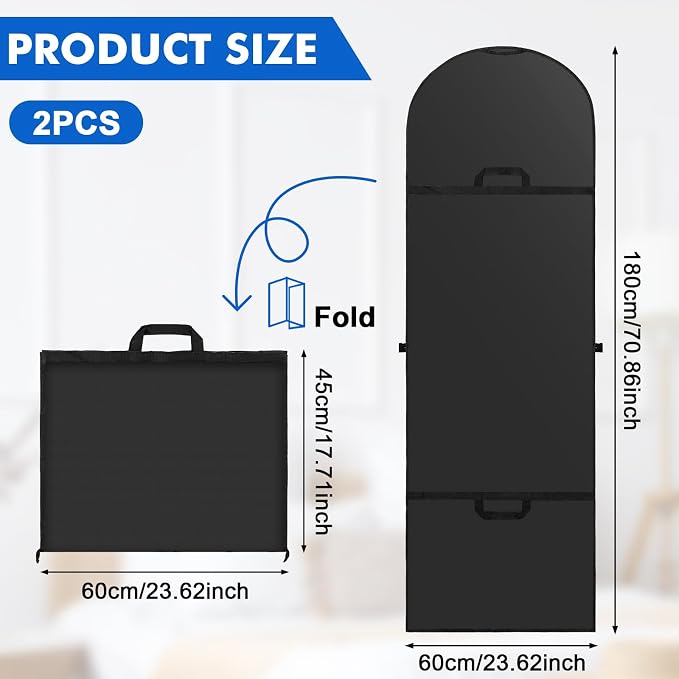 70" Long Garment Bags for Travel Dress, 2 Pack Dress Bags for Gowns, Garment - Image 2
