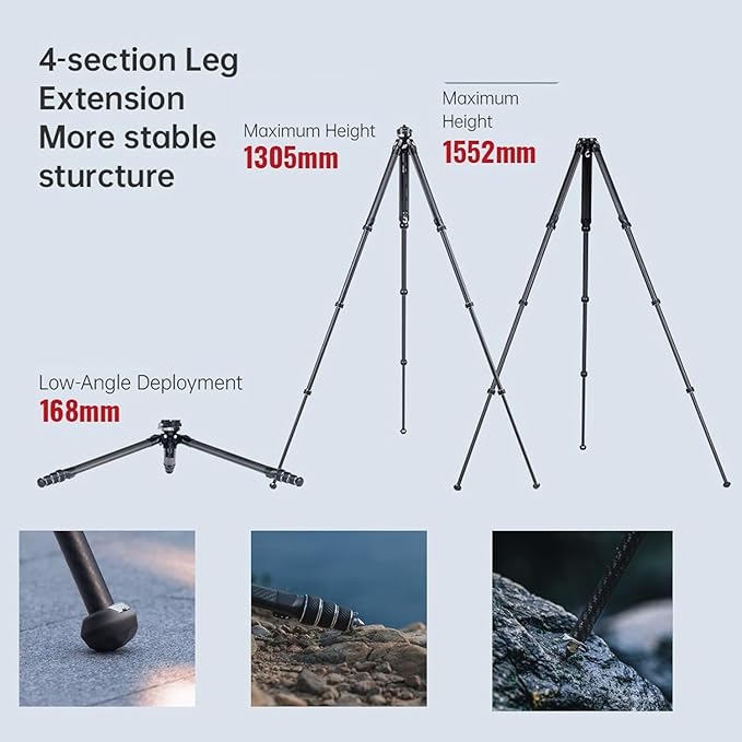 Falcam TreeRoot F38 Pro Carbon Fiber Tripod, 5kg Load, F22 Interfaces, 1/4" - Image 4