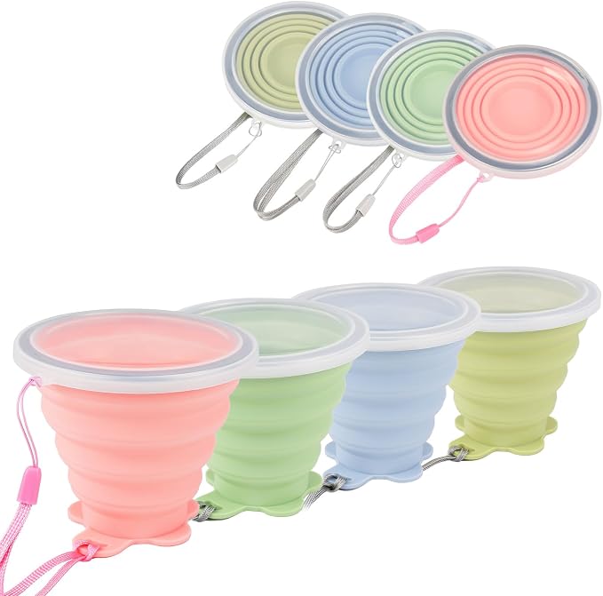 JBER Silicone Collapsible Travel Cup, 4 Pack Silicone Folding Camping Cup - Image 2