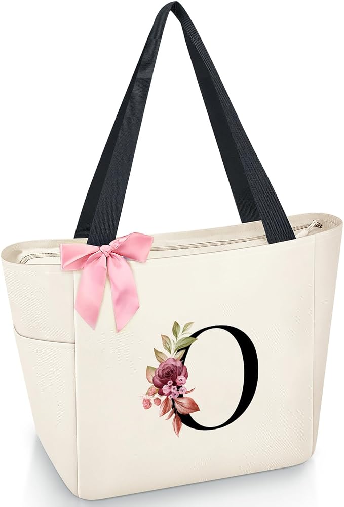 Vavabox Tote Bag, A-Z Initial Monogrammed Waterproof Tote Bag, Bridesmaid Gifts by Vavabox