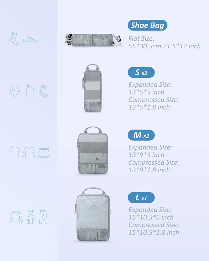 BAGSMART 6 Set /4 Set/2 Set Compression Packing Cubes - Image 2