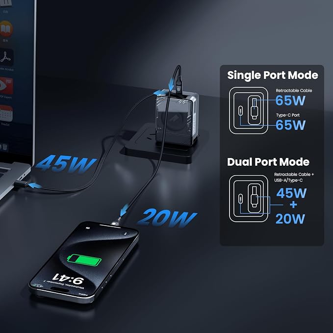 Nillkin FlexLine 65W for Retractable Wall Charger, Dual-Port - Image 3