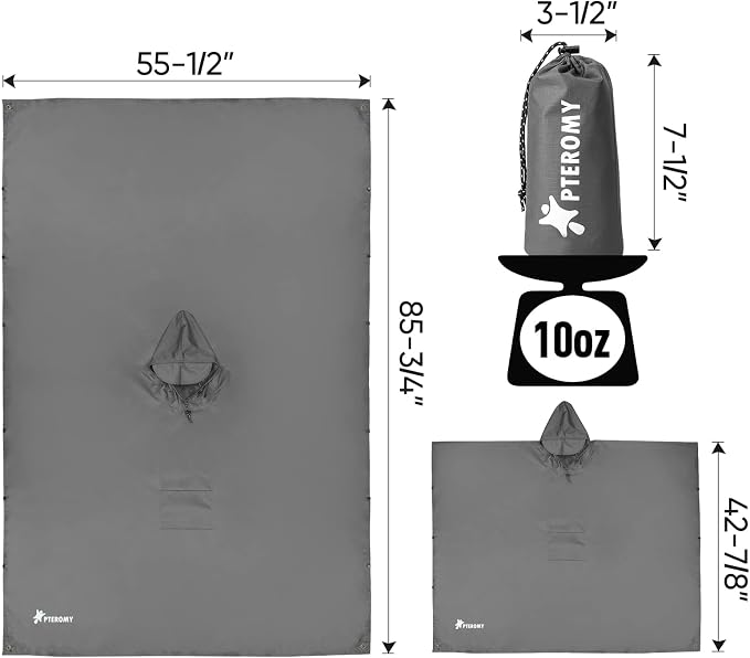 PTEROMY Hooded Rain Poncho for Adult - Image 7