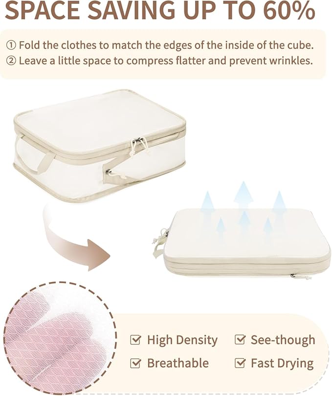 ECOHUB 6 Set Compression Packing Cubes, Lightweight Beach Vacation Travel - Image 3