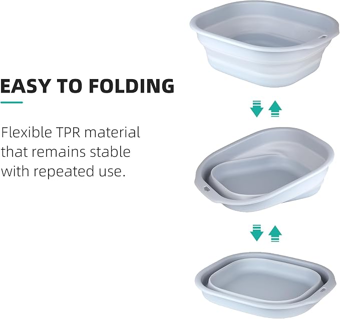 2 Pack Collapsible Wash Basin Set, Foldable Dish Tub, Small Medium Portable Sink - Image 6