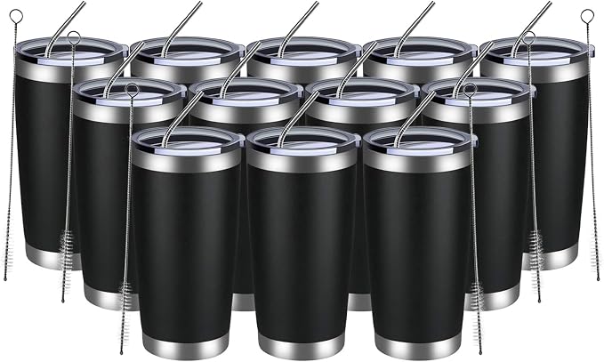 MEWAY 20oz Tumbler 12 Pack Double Wall Vacuum Insulated Travel Mug Bulk by MEWAY