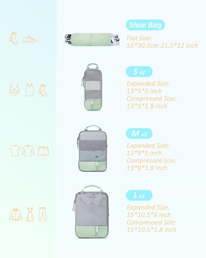 BAGSMART 6 Set Compression Packing Cubes - Image 2
