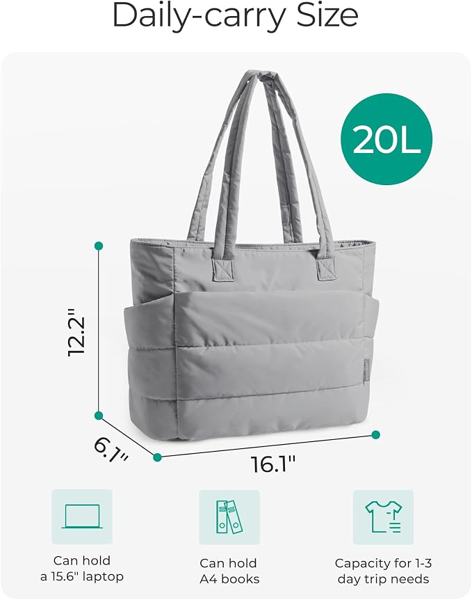 BAGSMART Tote Bag for Women, Lightweight Puffy Tote Bag - Image 2