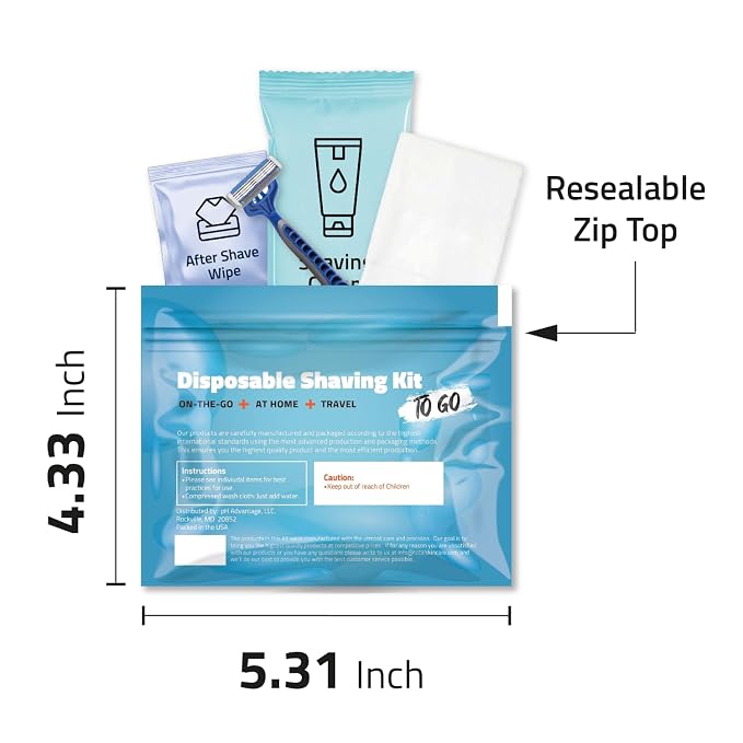 Shaving Kit with Razor, Shaving Cream, Washcloth & Aftershave Wipe – Men’s - Image 6