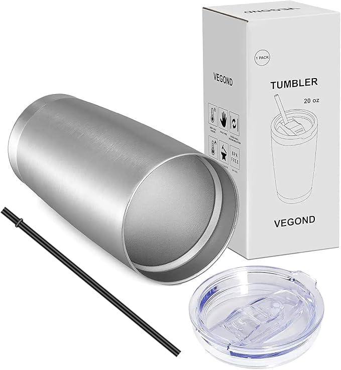 VEGOND 20oz Tumbler with Lid and Straw Stainless Steel Tumbler Cup Vacuum - Image 7