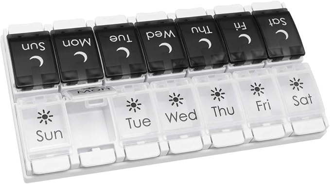 EZY DOSE Push Button Pill Case, Medicine Planner, Vitamin Organizer, 2 Times a by EZYDOSE