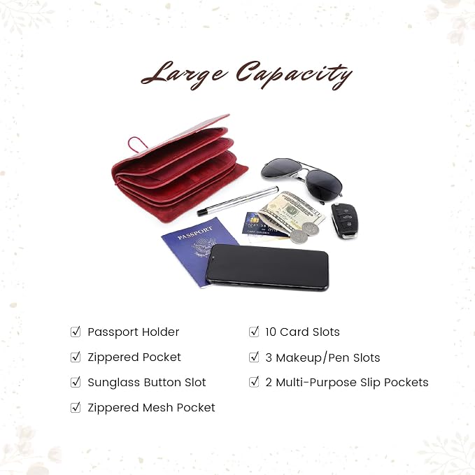 Genuine Leather Nomad Organizer Travel Wallet | Women's Wallet Clutch Passport - Image 2