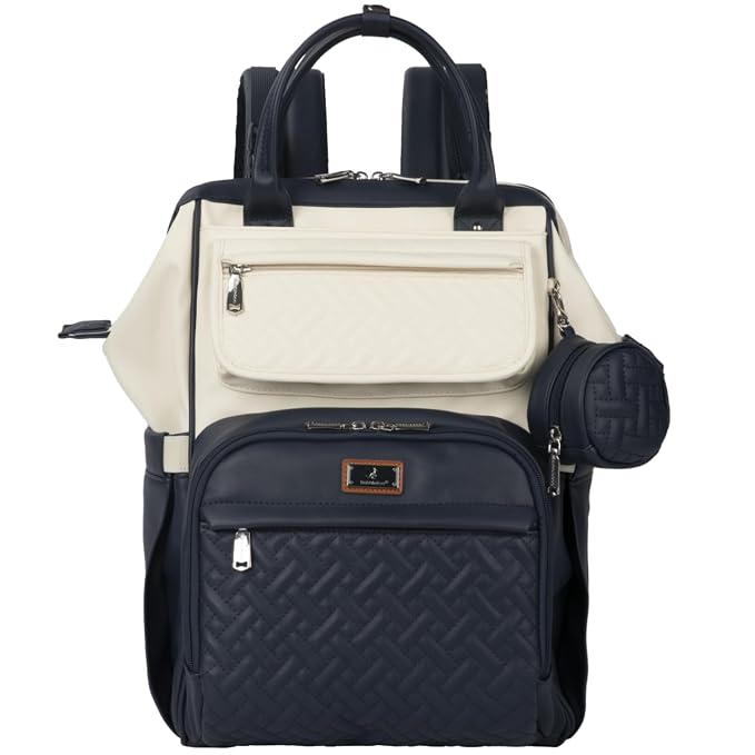 BabbleRoo Leather Diaper Bag Backpack, Unisex Stylish Travel Back Pack Nappy by BabbleRoo