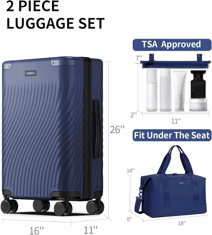 ECOHUB Hardside Expandable Carry On Luggage, Recycled PC 24" Rolling Luggage - Image 7