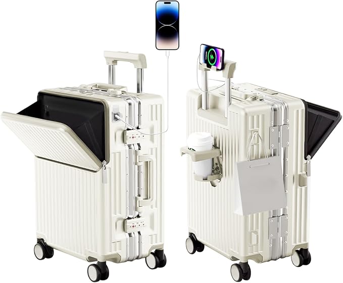 Zipperless Luggage, Polycarbonate Aluminum Hard Shell, Expandable Carry-On by cycyCarry