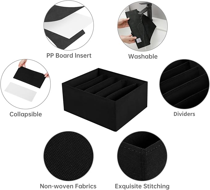 Jeans Drawer Organizers for Clothing, 5 Compartment Wardrobe Storage Box - Image 5