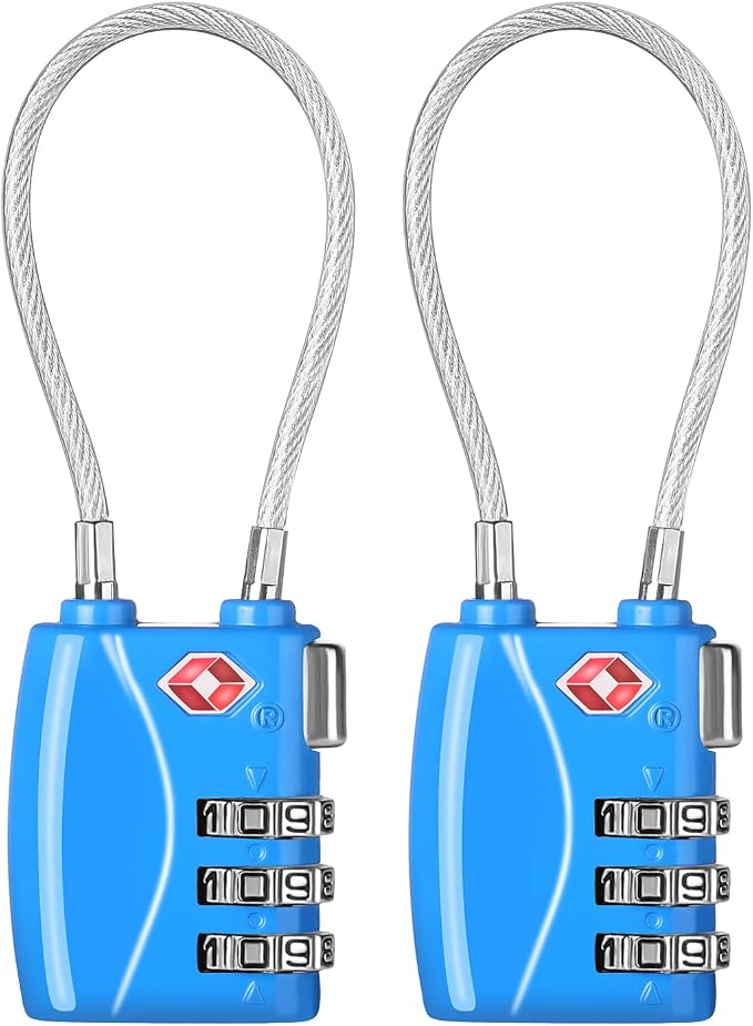 ZHEGE TSA Cable Luggage Lock 3 Digit Combination Padlock by ZHEGE