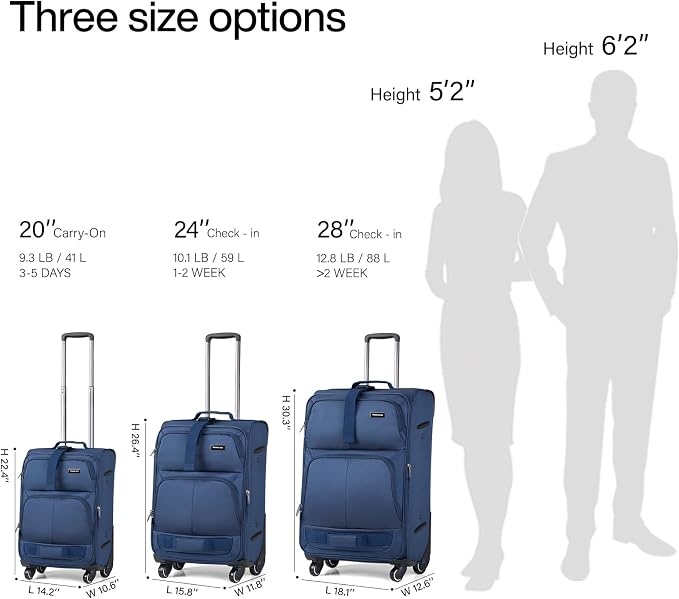 Hanke 3 Piece luggage Sets Softside Expandable luggage - Image 5