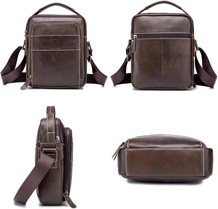 KPYWZER Genuine Leather Shoulder Bag Small Men Messenger Pack Handbag Sling - Image 2