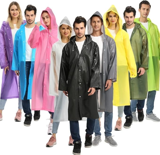 Opret 2 Pack Raincoats for Adults Reusable, EVA Rain Ponchos Lightweight Rain - Image 8